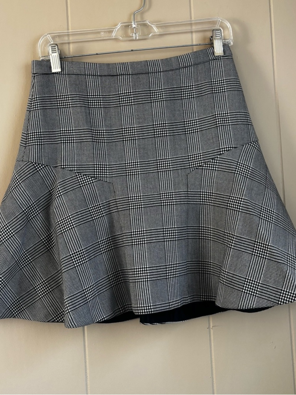 J. Crew Glen Plaid Mini Flare Flounce Skirt Size 2 - Black & White Check- NWOT